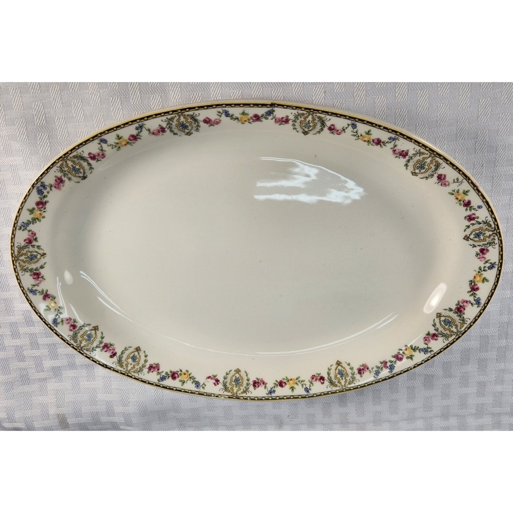 Rare Homer Laughlin Kwaker Floral & Black Check Plate Serving Bowl K4315M‎ L7N5